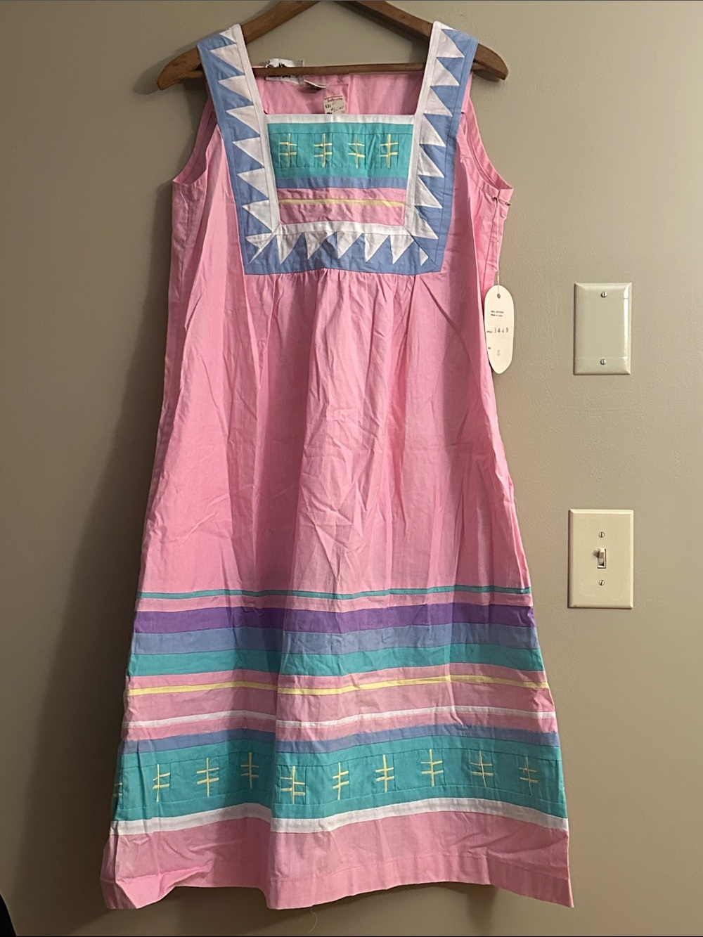 Vintage Pink Embroidered Cotton Sundress